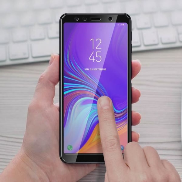 Film Samsung Galaxy A7 2018 näytönsuojalle Karkaistu lasi Musta ääriviivat