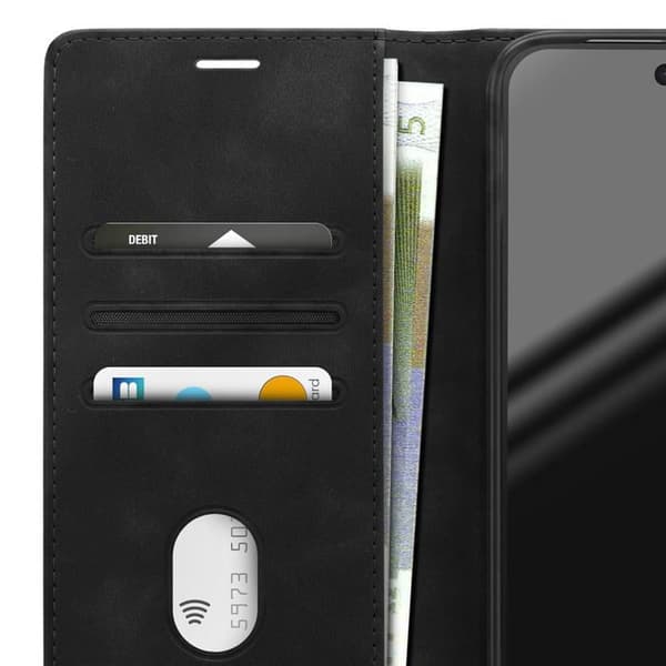 Pungetui til Google Pixel 11 / 11 Pro Suede Effekt med Sort Støtte Svart