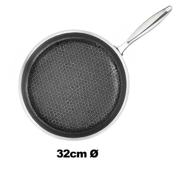 Pande 32 cm med Bikubebelægning og Langt Håndtag Cheffinger Sølv Grå