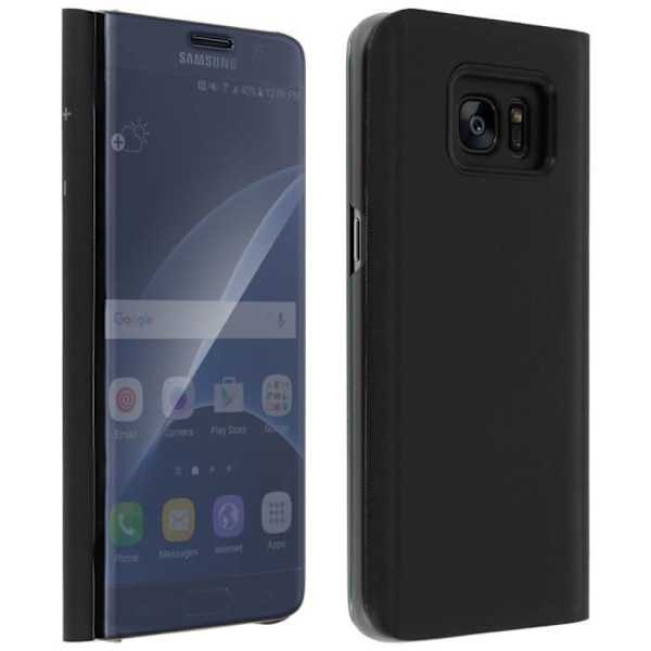 Etui Galaxy S7 Edge - AVIZAR - Klädhållare med Spegel Svart - Ställfunktion - Fullständigt skydd Svart