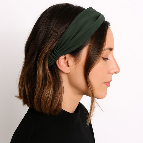 Crossed Headband - AVIZAR - Solid Velvet - Dark Green - Chic and Soft - Comfortable Grön