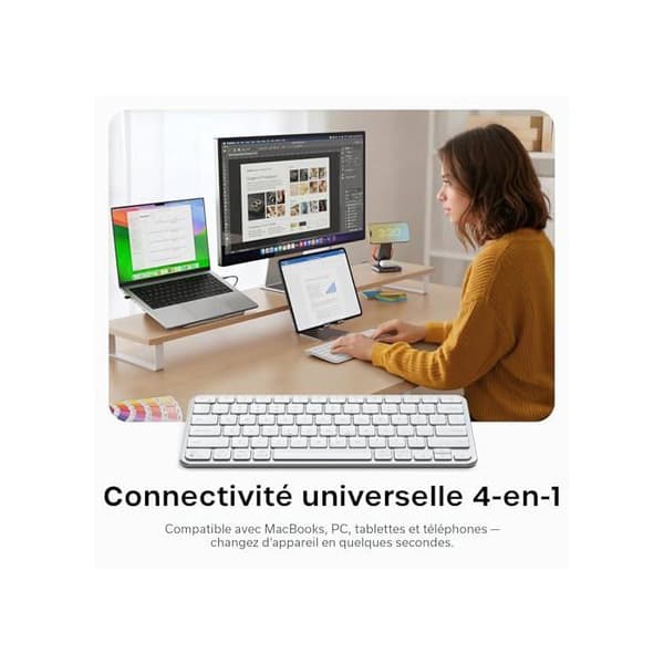 Bluetooth-tangentbord - SATECHI - Slim EX1 - QWERTY US - Aluminium - Multi-enheter 4-i-1