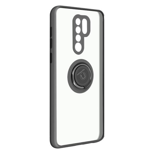 Xiaomi Redmi 9 Bi-material Fodral Metallring Stödfunktion Svart Svart Svart