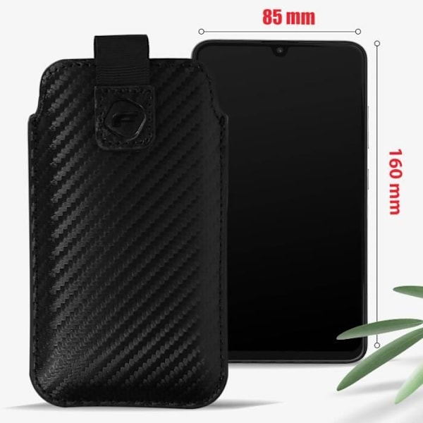 Carbon Effect Smartphone Bälte Hölster Pull-Up Tab Storlek XXL Forcell Svart Kol