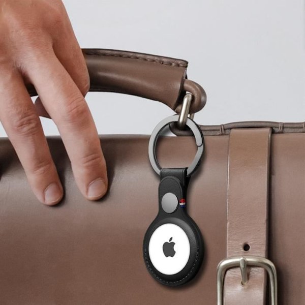 Nøglesnor Læder - Decoded - Airtag - Stitching Finish - Holdbar - Åbent Design Svart