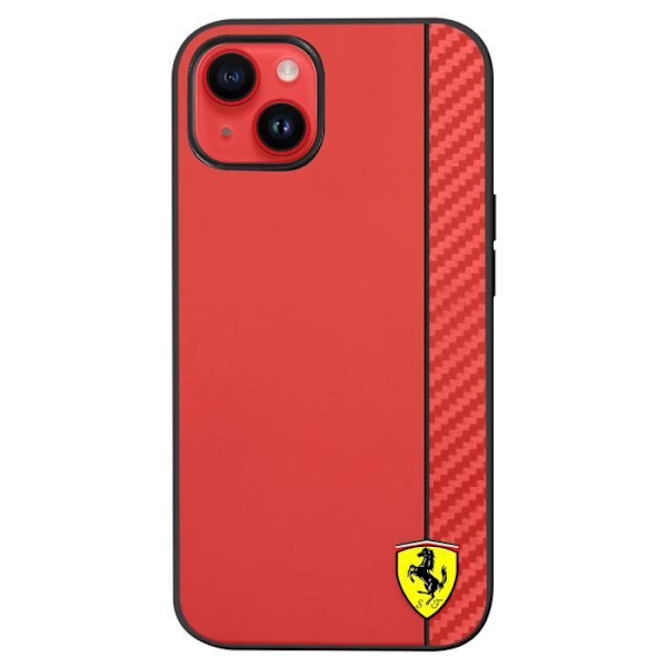 Kotelo iPhone 14 Prolle Bi-material Carbon Effect -yhteensopiva QI Ferrari Red