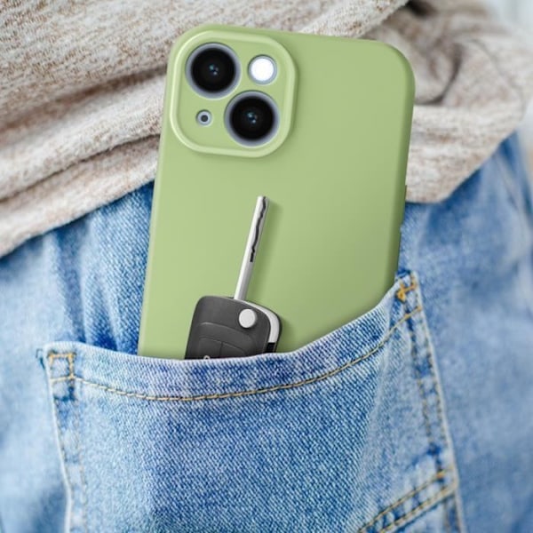 Coque - AVIZAR - iPhone 15 Plus - Mjuk Silikon - Höjd Kamerablock - Grön Matcha Grön