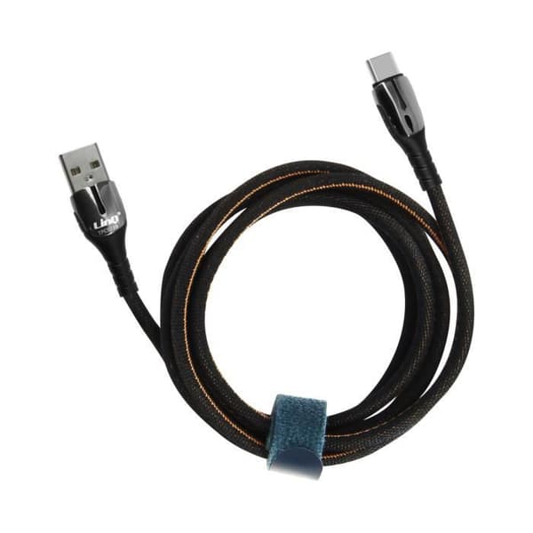 USB-kabel til USB-C - LINQ - 1,2m - 5A 20W - Hurtigopladning med lysindikator - Sort Svart