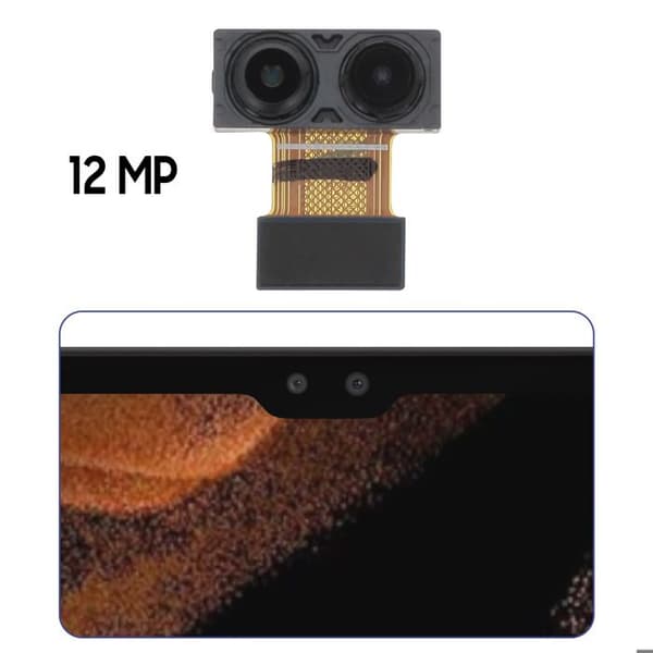 Frontkamera - AVIZAR - Galaxy Tab S8 Ultra - Dobbelt 12MP-sensor - Ultrawide - Sort Svart