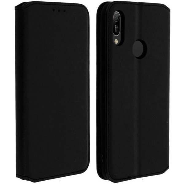 Housse - AVIZAR - Honor 8A / Huawei Y6 2019 - Folio Portefeuille Etui - Øko-læder - Sort Svart