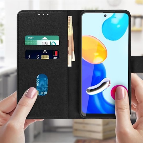 Xiaomi Redmi Note 11 och Note 11s Fodral Flip Wallet Stand Funktion svart Svart