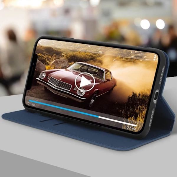 Housse iPhone XS Max - MÄRKE - Foliofodral - Ekoleder - Ställfunktion - Ficka för kort blå natt Midnattsblå