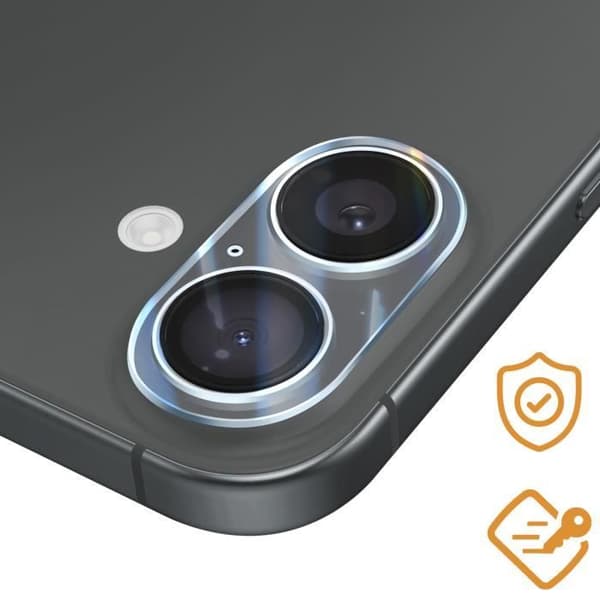 Skyddstillbehör - Härdat Glas Kamera iPhone 16 Plus - Hårdhet 9H - Rep- och stötresistent - Transparent Transparent