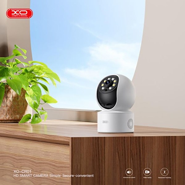 Inomhus WiFi-kamera 340° roterande med LED-belysning och människodetektering NO NAME Vit Vit