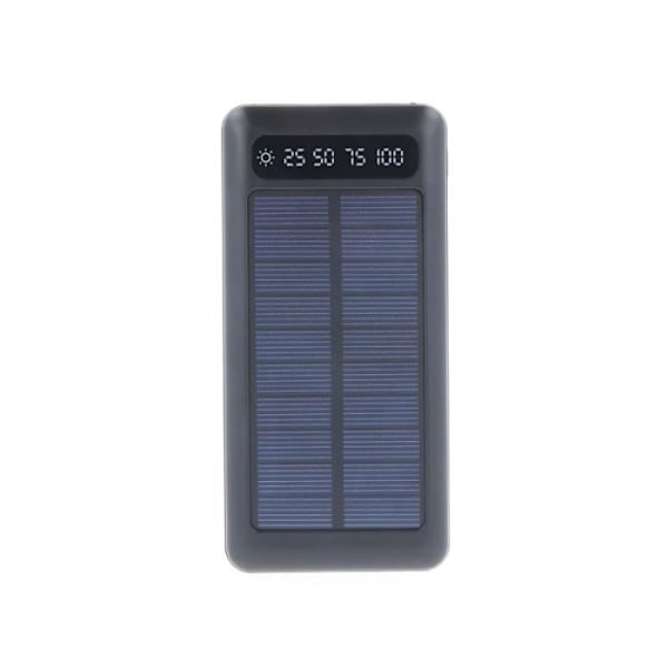 Aurinkovaravirtalähde - SETTY - 10000mAh - 4 Kaapelia Mukana - USB-A, USB-C, micro-USB - Musta Svart