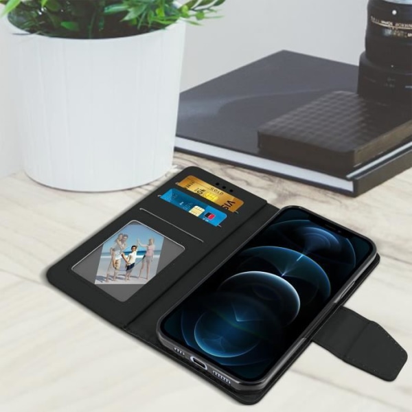 Apple iPhone 12 Pro Max Cover Folio Wallet Stand Funktion Sort Sort Svart