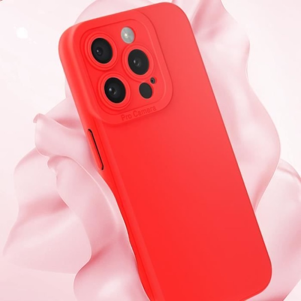 Suojakuori iPhone 15 Pro Max Silicone Matt Camera Protection Red Röd