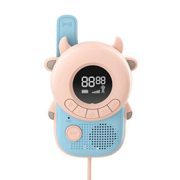 Walkie talkie til børn - TECHKIDS - Mouh-mouh-model - Baggrundsbelyst LCD-skærm - 8 kanaler - 10 toner Beige