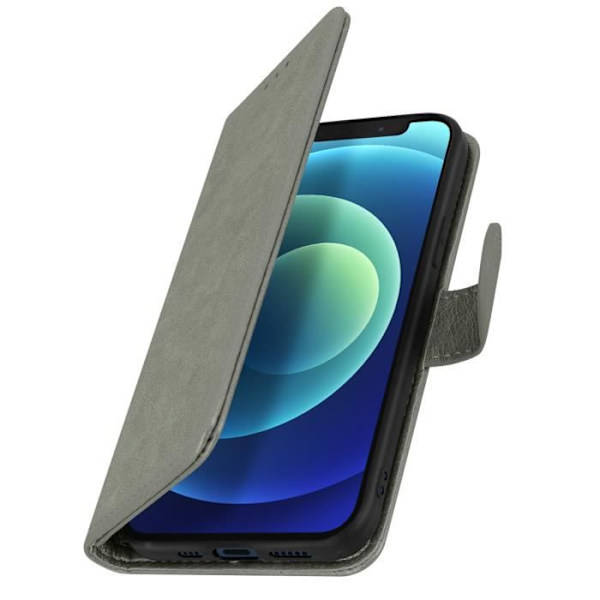 Skyddsfodral AVIZAR för Apple iPhone 12 / 12 Pro med kortfack och ställfunktion - Grå quiltad Grå