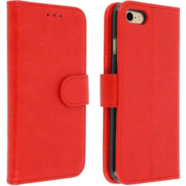 Plånboksfodral - AVIZAR - iPhone 7 / iPhone 8 - Röd - Magnetisk - Stödfunktion Röd