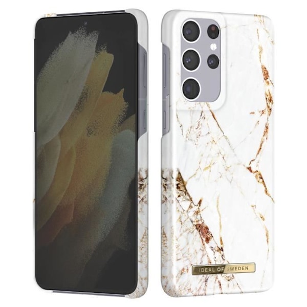 Fodral till Samsung S21 Ultra Marbled Luxury Ultra Thin Carrara Gold iDeal of Sweden White