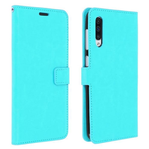Fodral för Samsung Galaxy A50 - AVIZAR - Plånboksfodral - Ekologiskt läder - Videostöd - Turkosblå Turkos