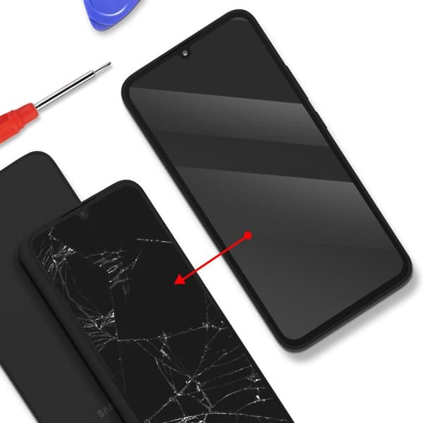 Erstatnings LCD Skærm til Galaxy A34 med Sort Ramme Svart