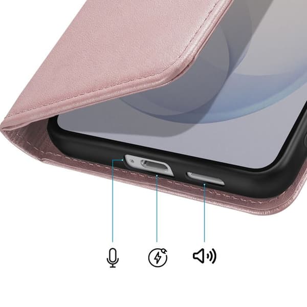 Pungetui til Galaxy S26 Plus med håndledsrem og videostøtte i roséguld Ros