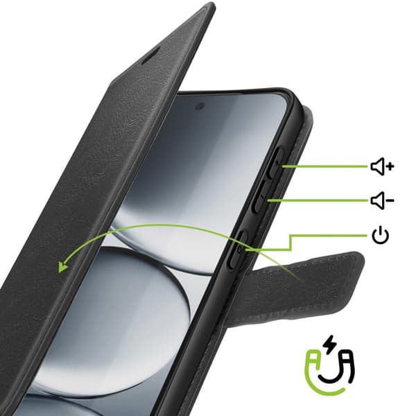 Plånboksfodral för Redmi Note 15 Pro 5G med handledsrem och ställfunktion Mayaxess Svart Svart