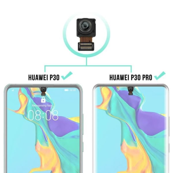 Frontkamera - Huawei - P30/P30 Pro - Udskiftning - 100% Ny - Sort Svart