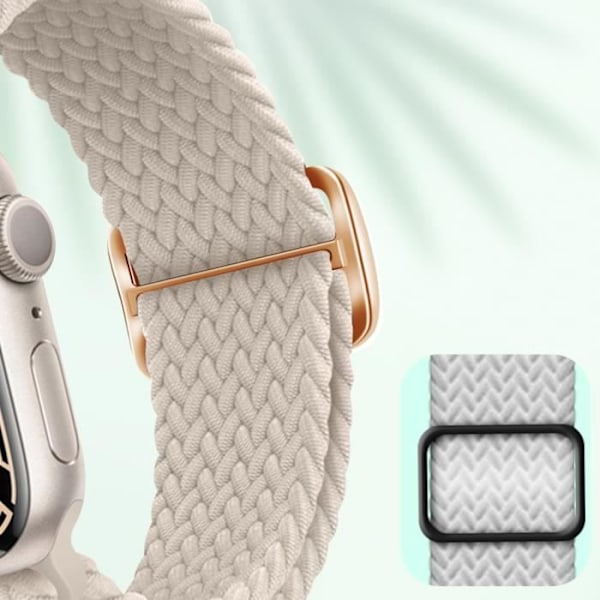 Ranneke Apple Watchiin - AVIZAR - Valkoinen hengittävä punottu nailon - 41mm/40mm/38mm Vit