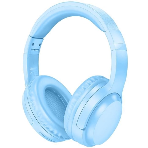Bluetooth Headset Vadderat Pannband 3,5 mm Jack Input 30H Batterilivslängd Borofone Ljusblå