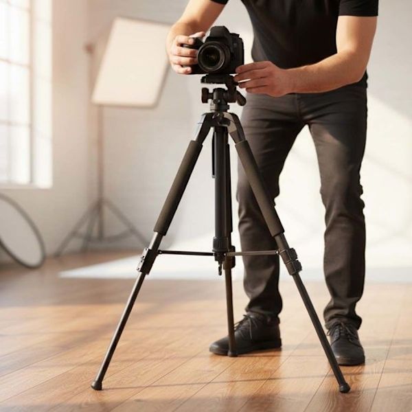 Stativ med Smartphone- og Kamera-rotator 360° Sort