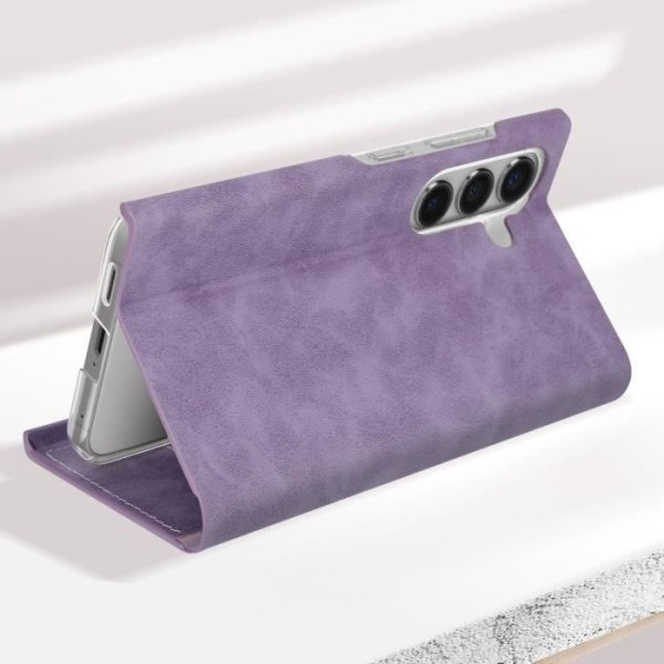 Suojus Samsung Galaxy S24 Flip-korttikotelolle Eco-nahkainen Nappa Light Purple Lila