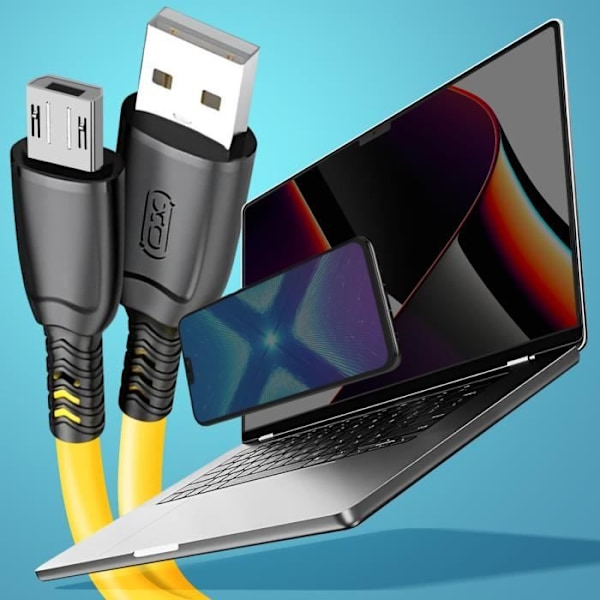USB till Micro USB-kabel 6A Dataöverföring 480Mbps 25cm XO Gul