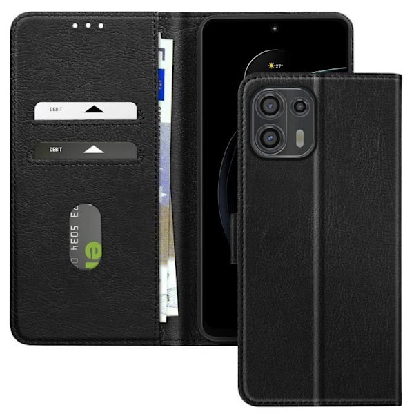 Etui til Motorola Edge 20 Lite Klap Portefeuille og Video Støtte Sort Svart