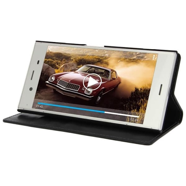 Etui folio læder - AVIZAR - Xperia XZ1 - Fuld beskyttelse - Sort - Kortlommer Svart