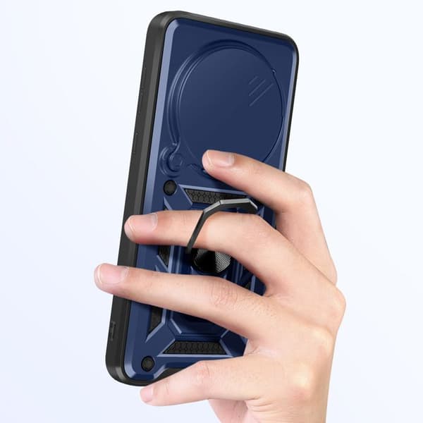 Cover til Honor Magic 8 Lite med skydelåg til kamera og magnetring Mayaxess Mørkeblå Blå