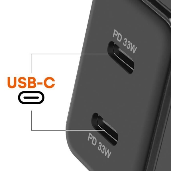 USB-C Väggladdare - LINQ - LinQ - Power Delivery 3.0 - 33W - Svart Svart