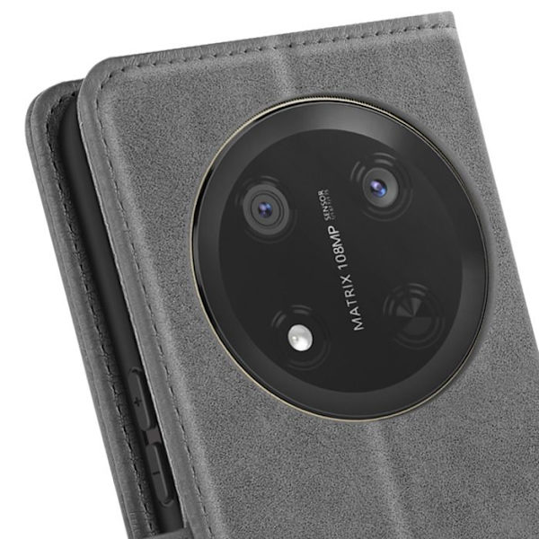 Etui til Honor Magic 7 Lite - Grå - Video Støtte - Kort Opbevaring - Magnetlukning Grå