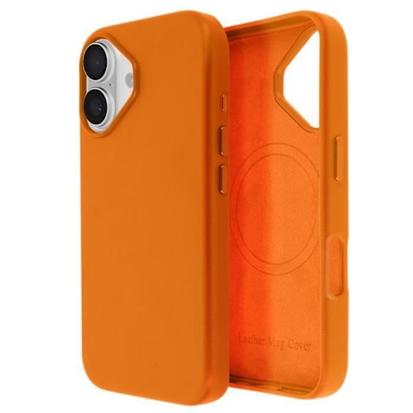 MagSafe Fodral för iPhone 16 i högkvalitativt Veganskt Läder Orange