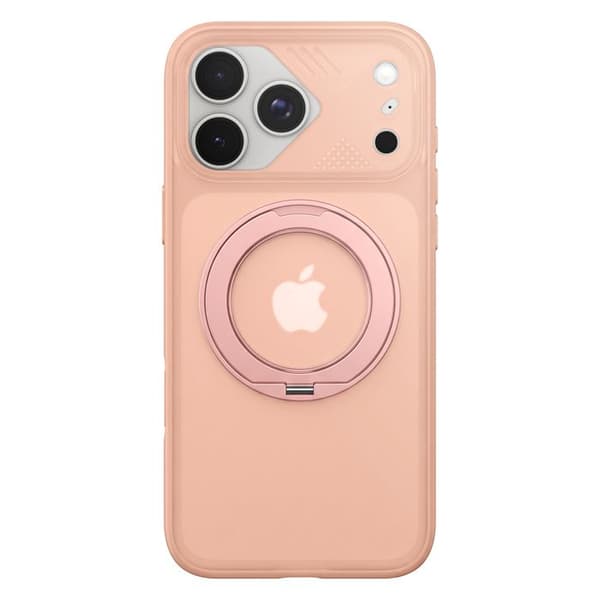 MagSafe-cover til iPhone 18 Pro med gennemsigtig bagside og roterende ring i lys rosa Ljusrosa