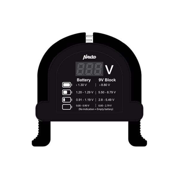 Universell Digital Batteritestare för AA / AAA / C / D / 9V / Knappar Alecto Svart