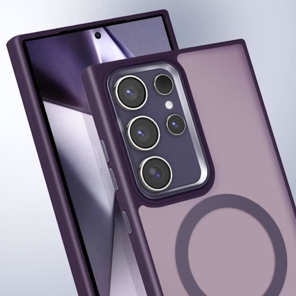 Coque MagSafe til Samsung Galaxy S24 Ultra Mat Frostet Bagside Lilla Kant Lila