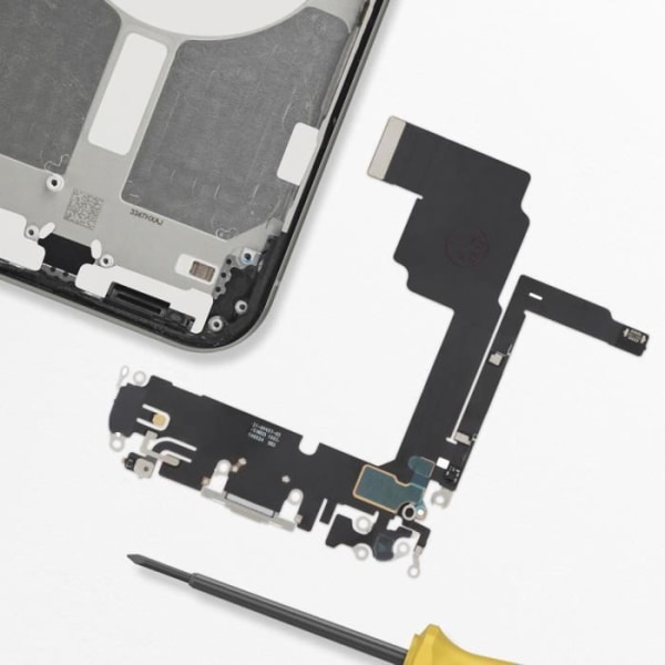 Opladerconnector til Apple iPhone 15 Pro - AVIZAR - USB C-port - Hvid mikrofon Vit