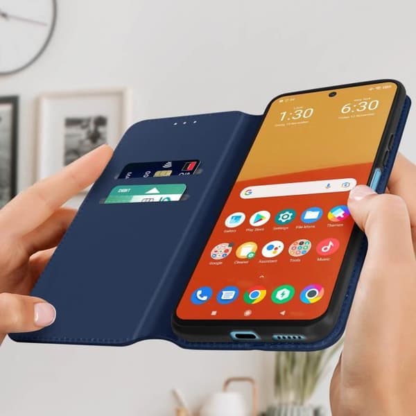 AVIZAR plånboksfodral för Xiaomi Poco M4 Pro 4G - Midnattsblå - Videosupportfunktion Nattblått