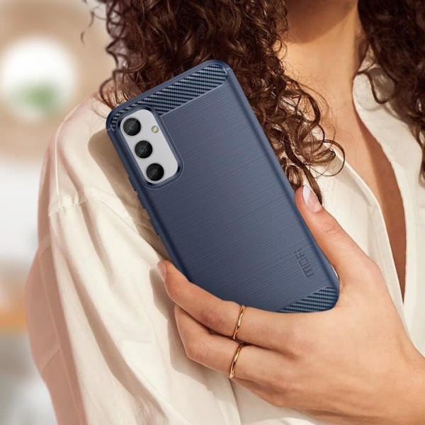 Fodral till Samsung Galaxy A34 5G - AVIZAR - Stel - Syntet - Blå - Borstad effekt - Halkfri Blå