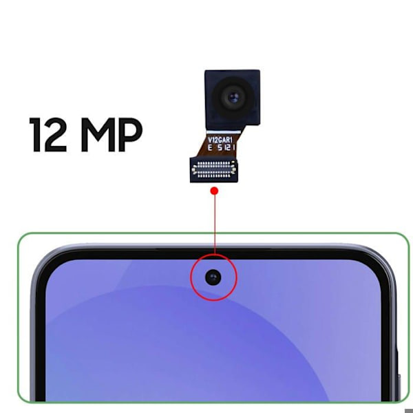 Frontkamera til Samsung Galaxy A36 12MP Selfie Sensor Original Samsung Sort