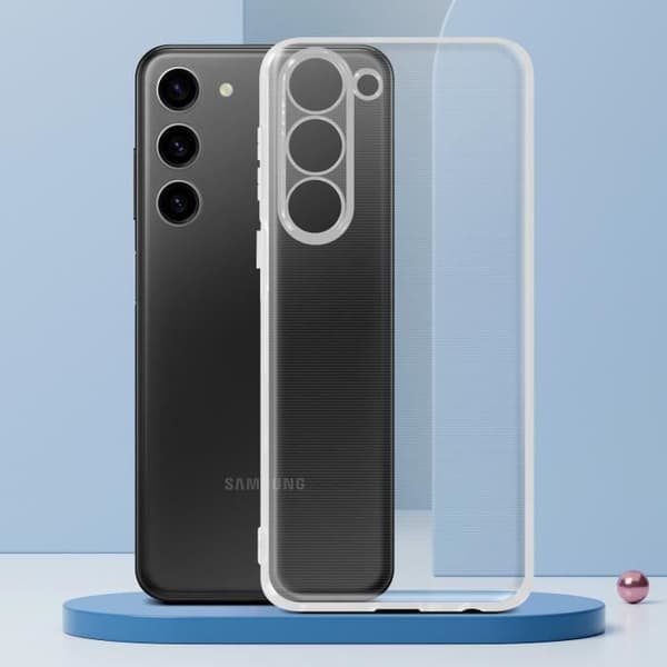 Etui til telefon - AVIZAR - Samsung S23 Plus - Transparent Silikone - Kamerabeskyttelse - Ultra-tynd Vit