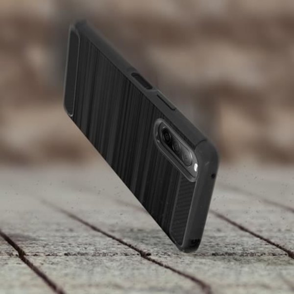 Coque - Sony - Xperia 10 2 - Blød - Stødbeskyttelse - Børstet Carbon Effekt Svart